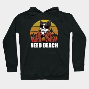I love cat i need beach design sticker Hoodie